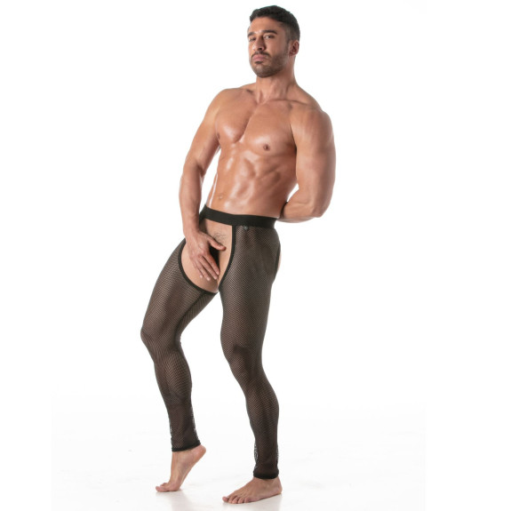 Men Wearing a Circuit Fishnet Legging chaps Black