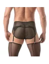 Circuit Fishnet Garter belt set Black For Men Back View With Underwear