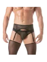Circuit Fishnet Garter belt set Black For Men Front View